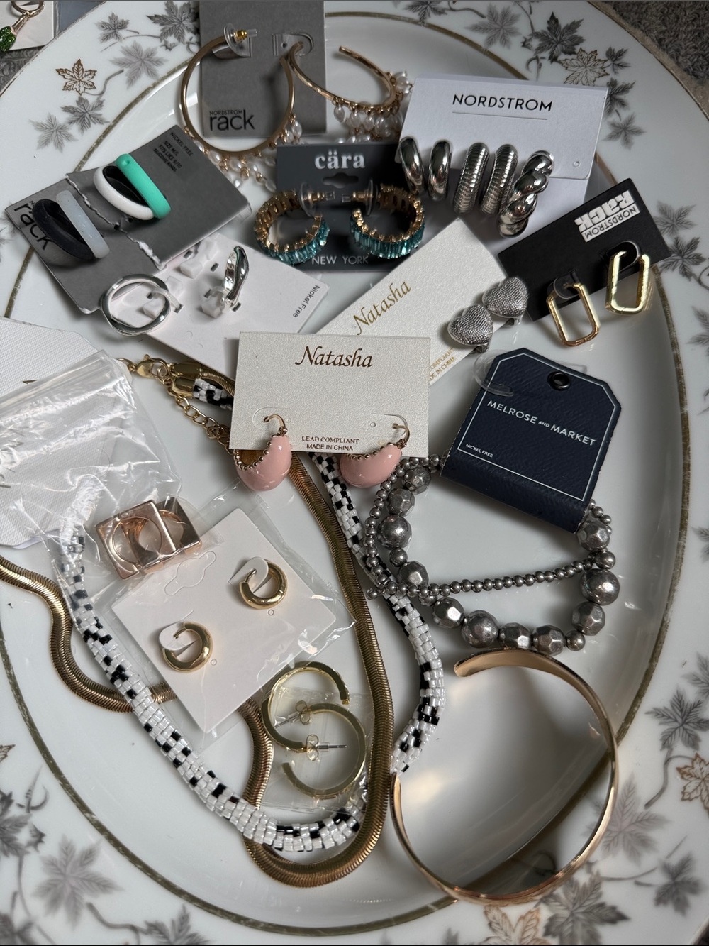 Nordstrom Mixed Fashion Jewelry Set in Gold, Silver, Pink, Black, White, Teal